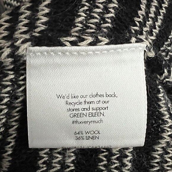 Eileen Fisher Women's Sweater Size XS Black White Stripes Wool Linen Blend - Picture 3 of 10